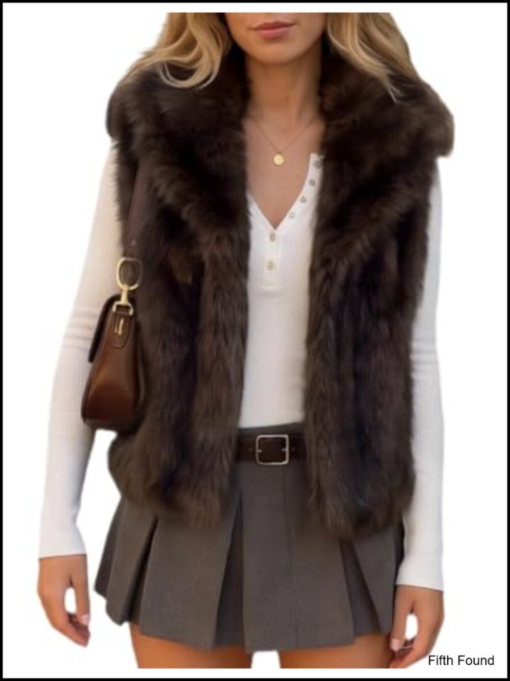 Faux Fur Vest Fluffy Shaggy Lapel Sleeveless Cropped Women